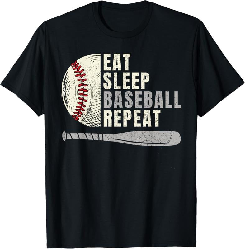 100% Cotton Eat Sleep Baseball Repeat Funny Baseball Player T-Shirt Hoodie, Sweatshirt | HypeCrazeTee.com