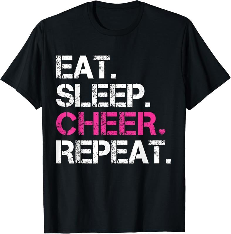 100% Cotton Eat Sleep Cheer Repeat Cheerleading TShirt Cheerleader Gifts T-Shirt Hoodie, Sweatshirt | HypeCrazeTee.com