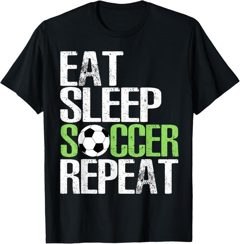 100% Cotton Eat Sleep Soccer Repeat Cool Sport Player Gift T-Shirt Hoodie, Sweatshirt | HypeCrazeTee.com