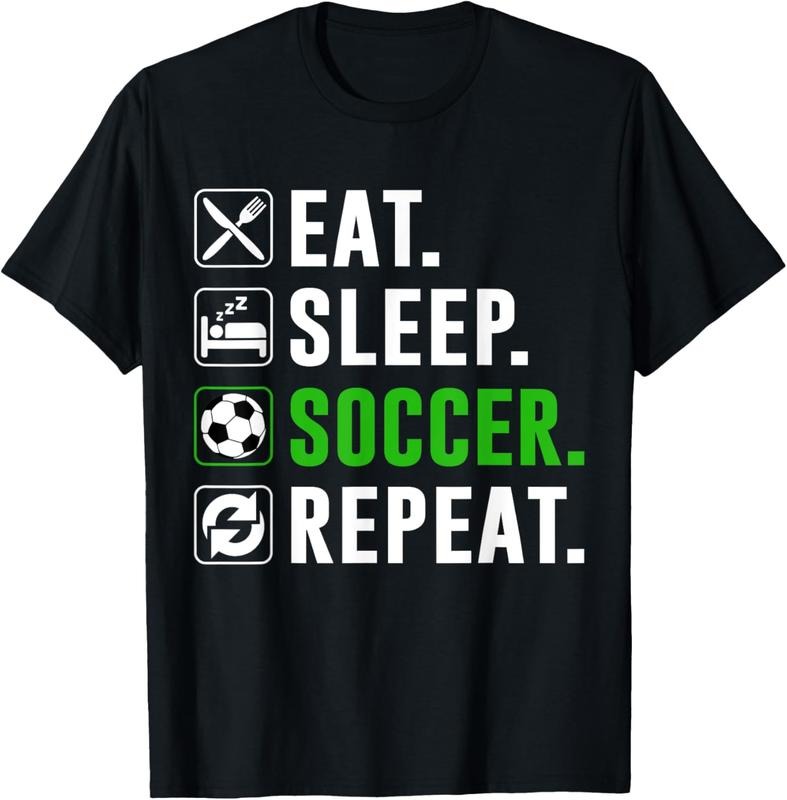 100% Cotton Eat Sleep Soccer Repeat Funny Soccer Player T-Shirt Hoodie, Sweatshirt | HypeCrazeTee.com