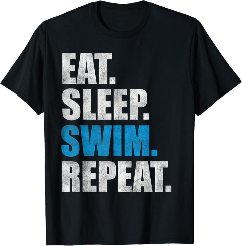 100% Cotton Eat Sleep Swim Repeat T-Shirt Hoodie, Sweatshirt | HypeCrazeTee.com