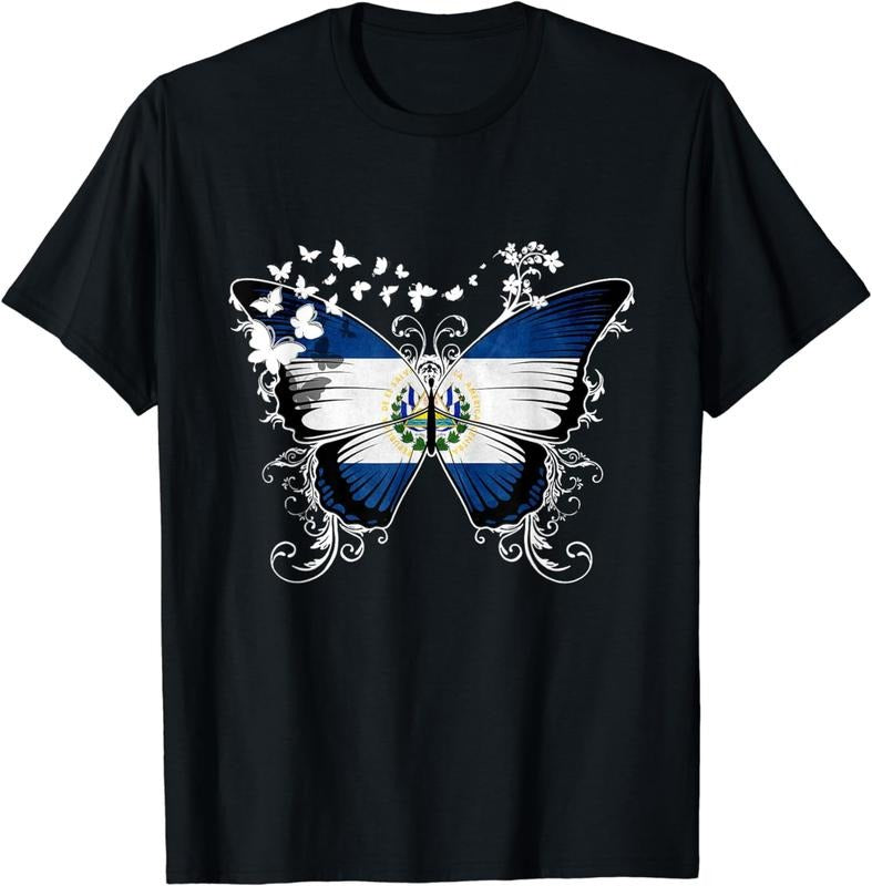 [100% Cotton]El Salvador Flag Shirt Butterfly T-Shirts, Hoodie, Sweatshirt