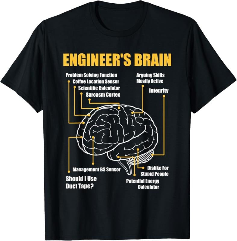 100% Cotton Engineer's Brain - Funny Sarcastic Engineering Gift Short Sleeve T-Shirt Hoodie, Sweatshirt | HypeCrazeTee.com