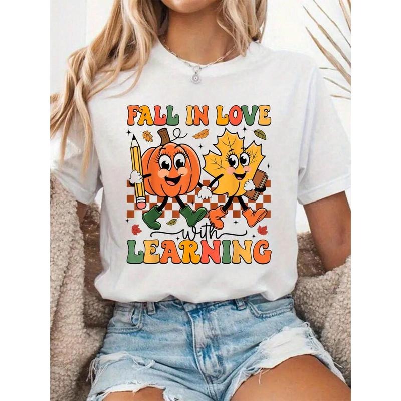 100% Cotton Fall In Love With Learning Thanksgiving Teacher Student T-Shirt Hoodie, Sweatshirt | HypeCrazeTee.com