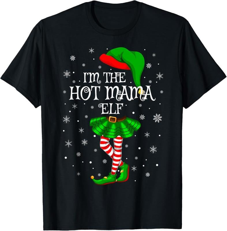 100% Cotton Family Matching Women Girls I'm The Hot Mama Elf Christmas T-Shirt Hoodie, Sweatshirt | HypeCrazeTee.com