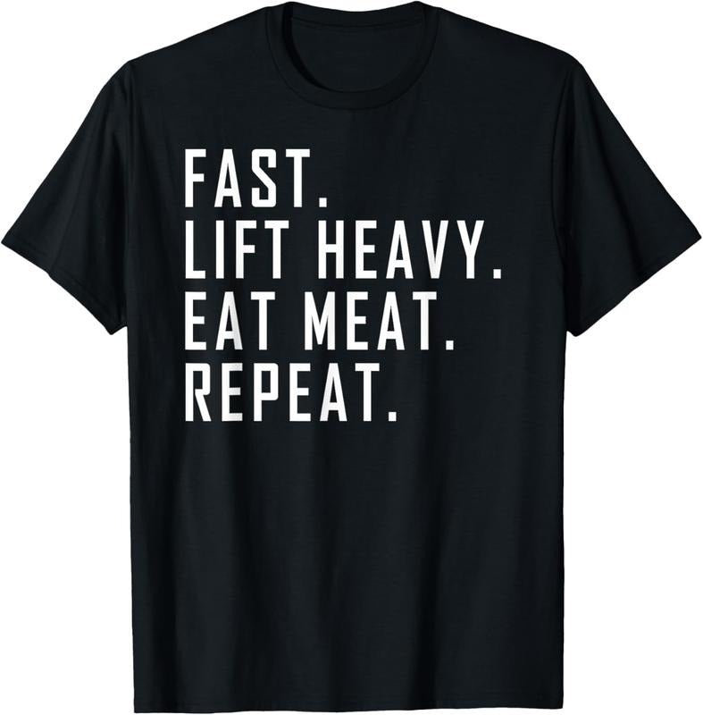 100% Cotton Fast. Lift Heavy. Eat Meat. Repeat. Carnivore Diet, Gym T-Shirt Hoodie, Sweatshirt | HypeCrazeTee.com