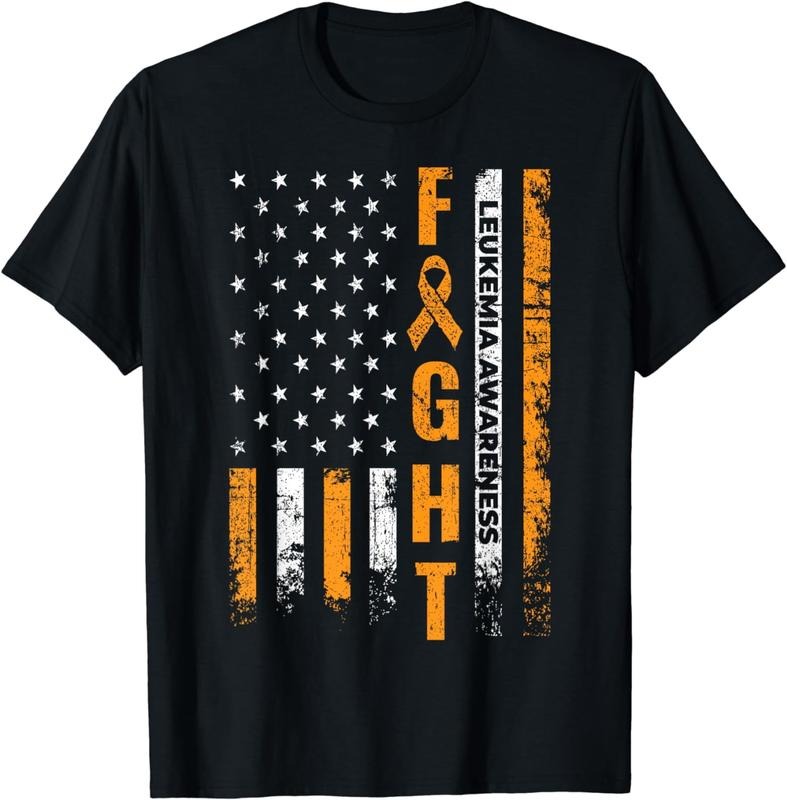 [100% Cotton]Fight USA Flag Leukemia Awareness Cancer Survivor Gift T-Shirt Hoodie, Sweatshirt | HypeCrazeTee.com