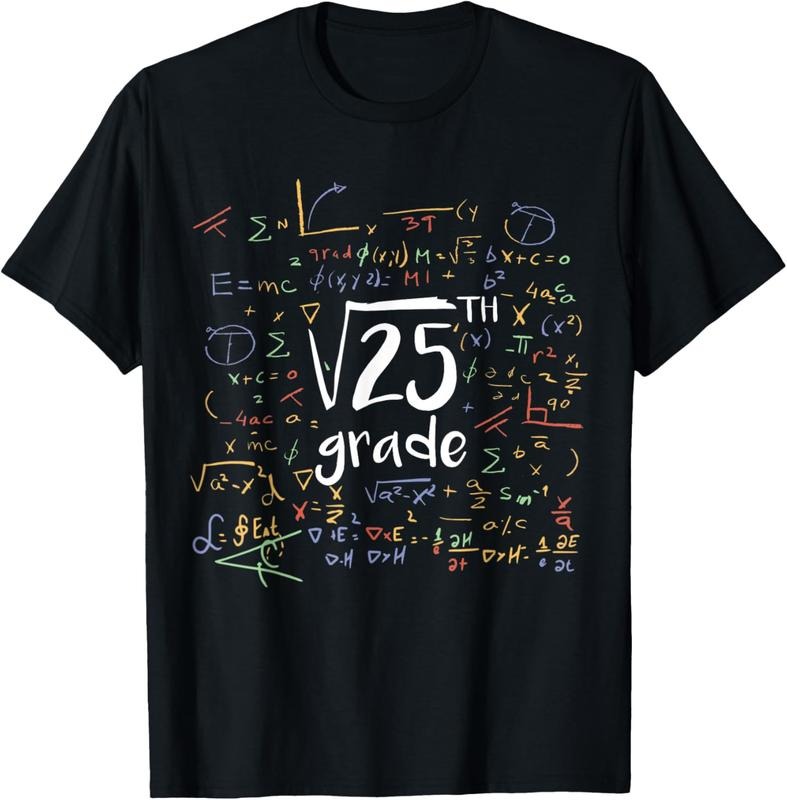 100% Cotton First Day Of School 5th Grade Square Root Of 25 Math Teacher T-Shirt Hoodie, Sweatshirt | HypeCrazeTee.com