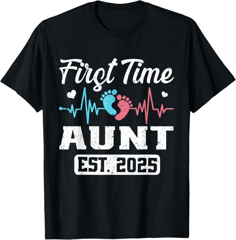 100% Cotton First Time Aunt Est 2025 Matching Family T-Shirt Hoodie, Sweatshirt | HypeCrazeTee.com