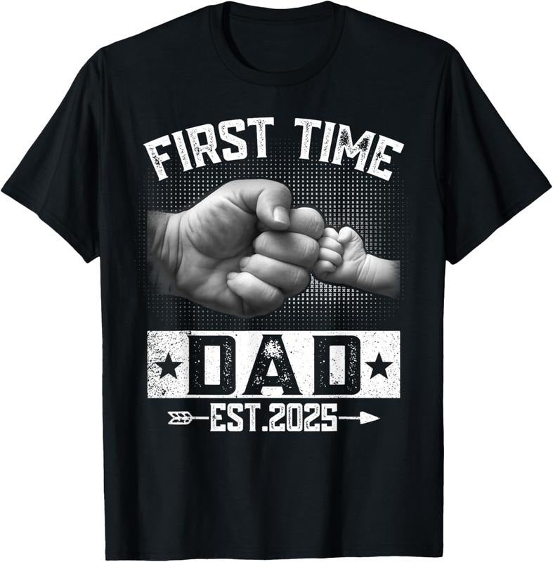 100% Cotton First Time Dad Est 2025 Fist Bump New Dad Funny Father's Day T-Shirt Hoodie, Sweatshirt | HypeCrazeTee.com