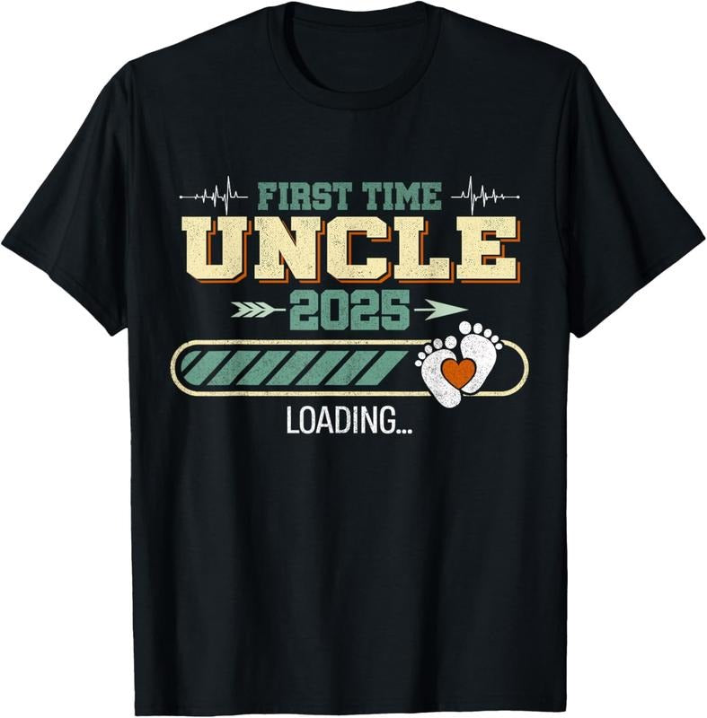 100% Cotton First Time Uncle 2025 Loading T-Shirt Hoodie, Sweatshirt | HypeCrazeTee.com