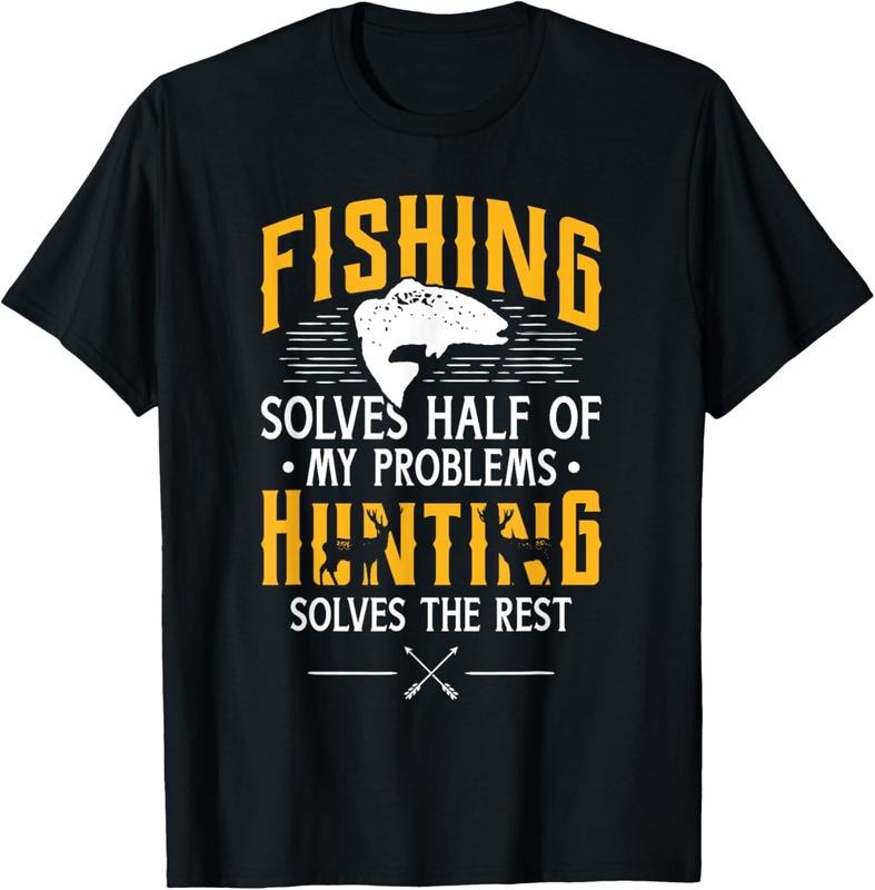 100% Cotton Fishing & Hunting solve my Problems - Funny Gift T-Shirt Hoodie, Sweatshirt | HypeCrazeTee.com