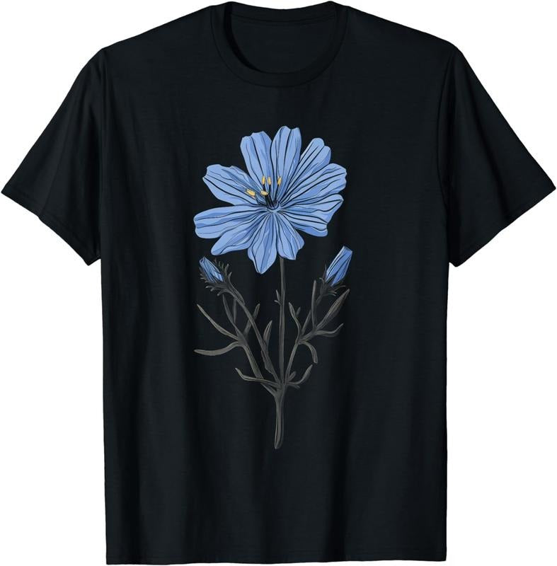 [100% Cotton]Floral Wildflower Chicory Flower Girl Gardening Plant Mom T-Shirt Hoodie, Sweatshirt | HypeCrazeTee.com