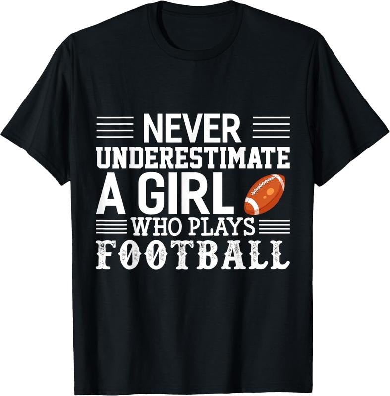 100% Cotton Football Girl Never Underestimate A Girl Who Plays Football T-Shirt Hoodie, Sweatshirt | HypeCrazeTee.com