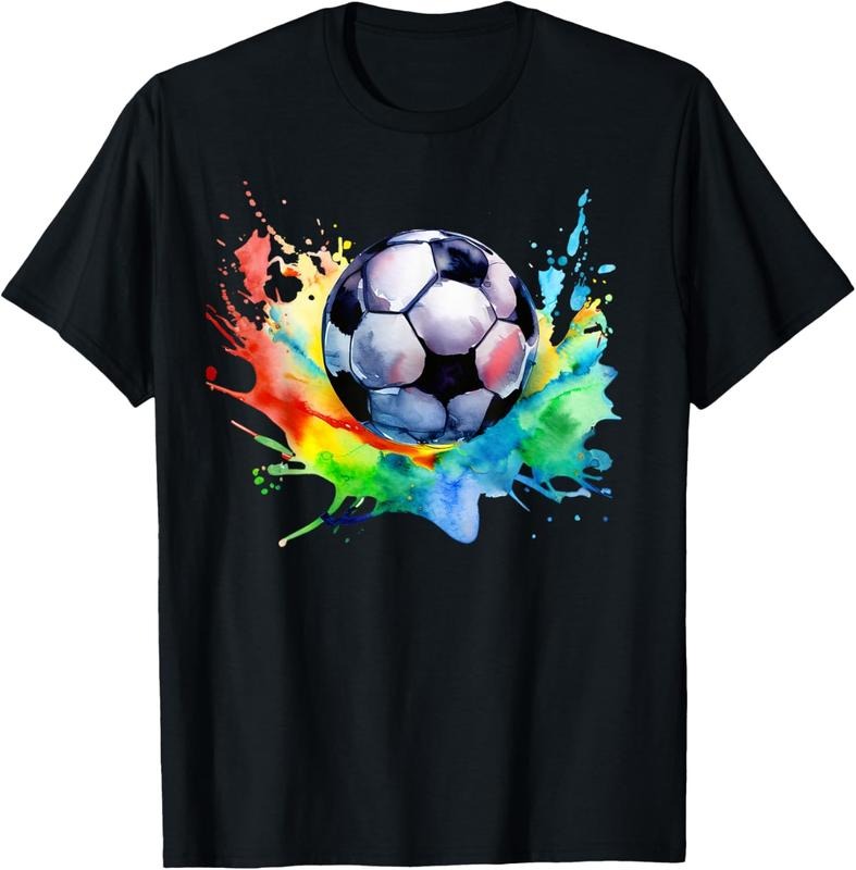 100% Cotton Football Watercolor Soccer Ball Artsy Splash Player Team T-Shirts, Hoodie, Sweatshirt