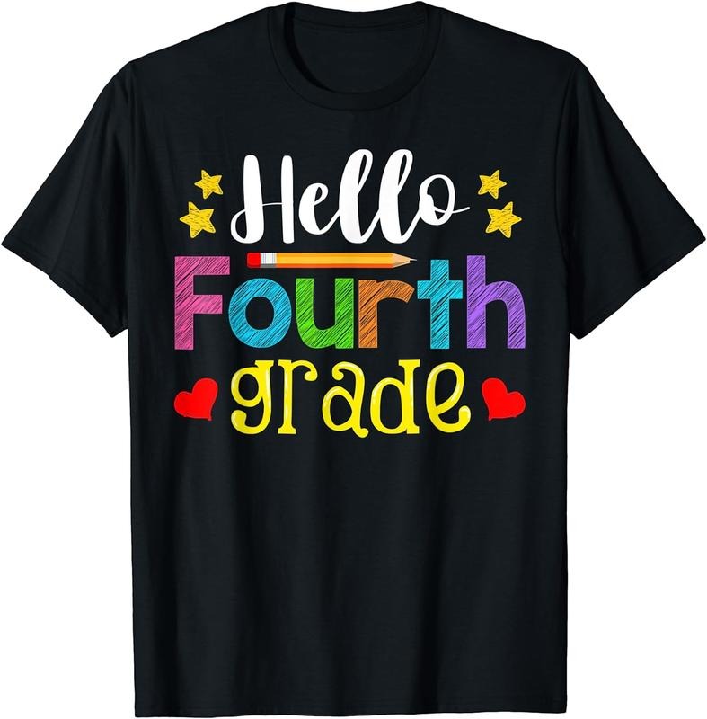 [100% Cotton]Fourth Grade Hello Back To School First Day Student T-Shirt Hoodie, Sweatshirt | HypeCrazeTee.com