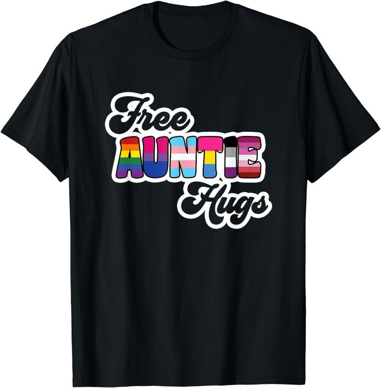 [100% Cotton]Free Auntie Hugs LGBT Pride LGBTQ Gay Pride Transgender Bi T-Shirt Hoodie, Sweatshirt | HypeCrazeTee.com