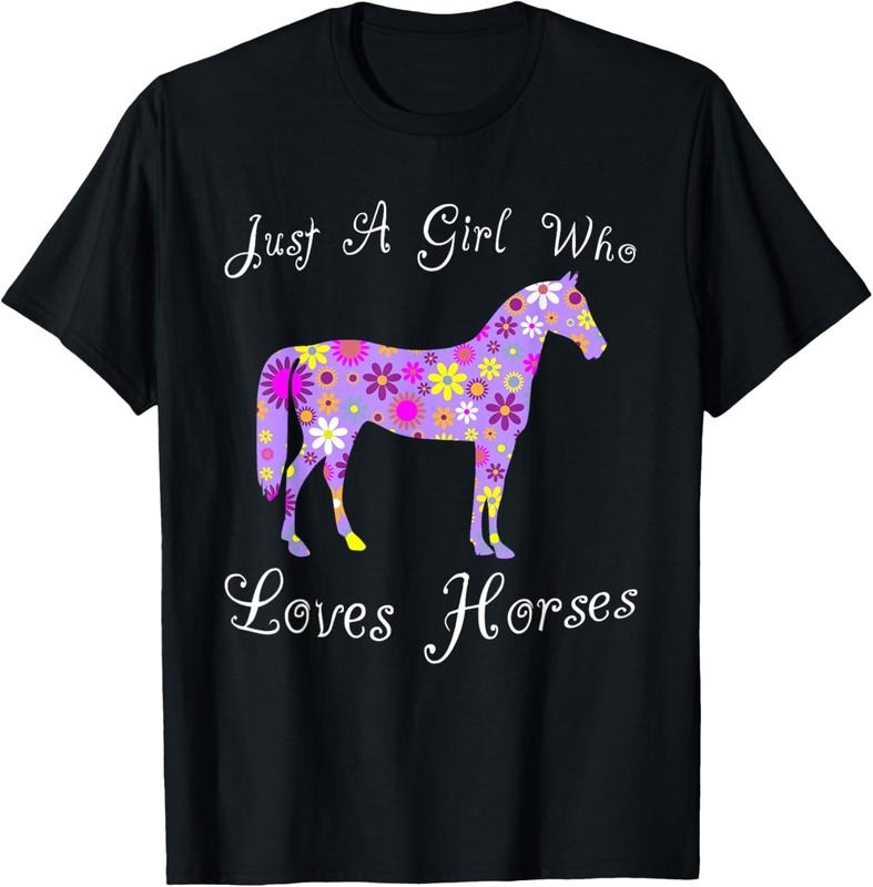 100% Cotton Fun Cute Just A Girl Who Loves Horses T-Shirt Hoodie, Sweatshirt | HypeCrazeTee.com