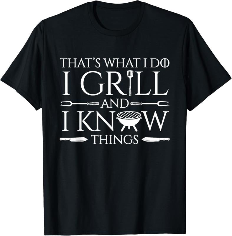 100% Cotton Fun I Grill And Know Things Meat Lover Barbecue Dad Gift T-Shirt Hoodie, Sweatshirt | HypeCrazeTee.com