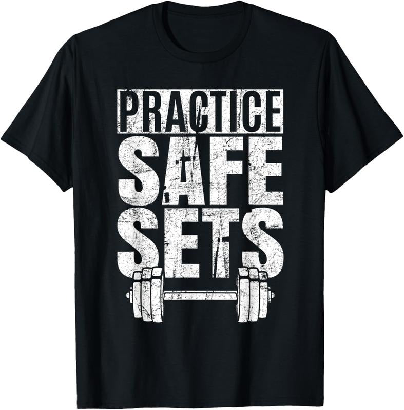 100% Cotton Funny "Practice Safe Sets" - Weight Lifting T-Shirt Hoodie, Sweatshirt | HypeCrazeTee.com