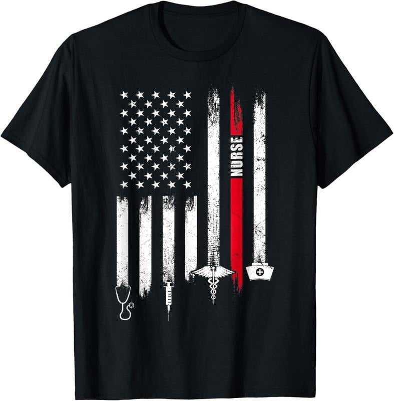 100% Cotton Funny American Flag Nurse Day Gift Idea T-Shirt Hoodie, Sweatshirt | HypeCrazeTee.com