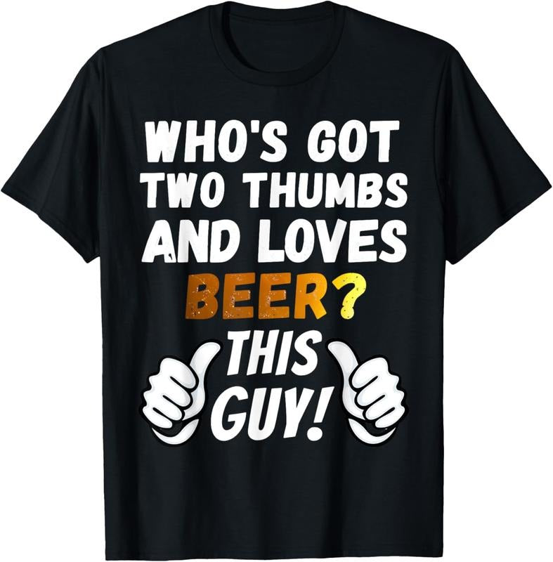 100% Cotton Funny Beer T-Shirt for Men - Two Thumbs Loves Beer T-Shirt Hoodie, Sweatshirt | HypeCrazeTee.com