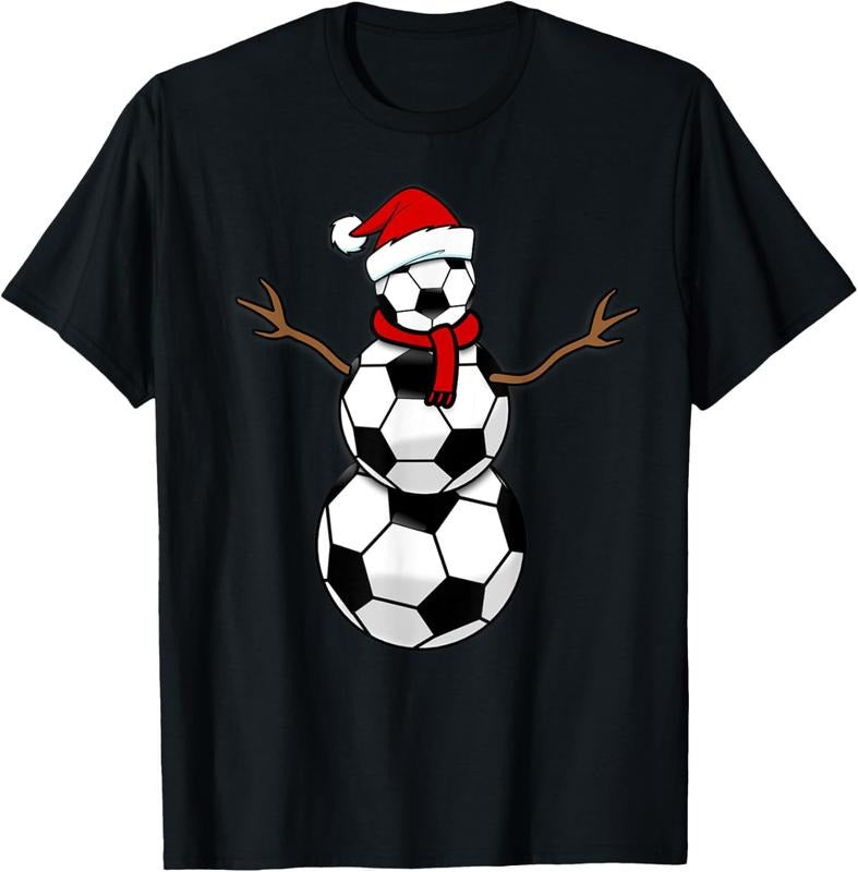 100% Cotton Funny Christmas Soccer Balls Santa Snowman T-Shirt T-Shirt Hoodie, Sweatshirt | HypeCrazeTee.com