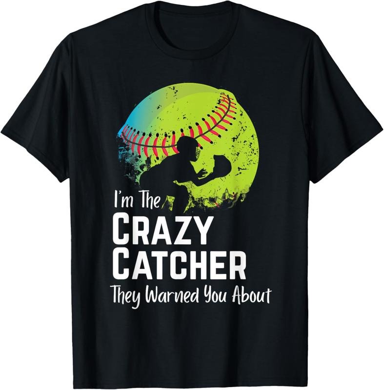 100% Cotton Funny Crazy Catcher Bat & Ball Player Softball Sports Lovers T-Shirt Hoodie, Sweatshirt | HypeCrazeTee.com