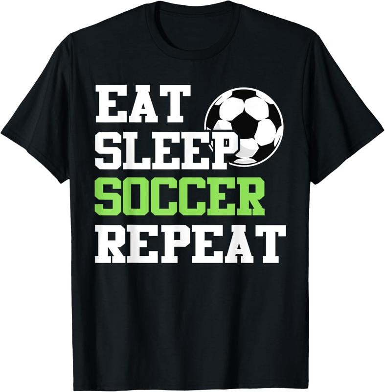 100% Cotton Funny Eat Sleep Soccer Repeat Soccer Player Gift T-Shirt Hoodie, Sweatshirt | HypeCrazeTee.com