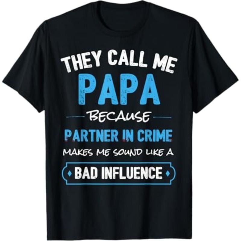 100% Cotton Funny Grandpa Papa Partner In Crime Dad T-Shirt Menswear Top Golf Gift T-Shirt For Men And Women Hoodie,...