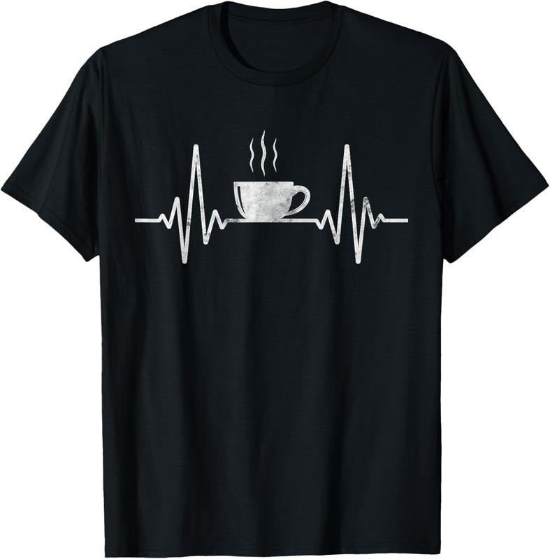 100% Cotton Funny Heartbeat Coffee Shirt Coffee Cup Frequency T-Shirt Hoodie, Sweatshirt | HypeCrazeTee.com