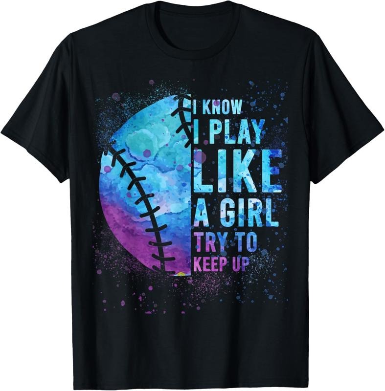 100% Cotton Funny I Know I Play Like Girl Softball-Shirt Mom Teen Women T-Shirt Hoodie, Sweatshirt | HypeCrazeTee.com