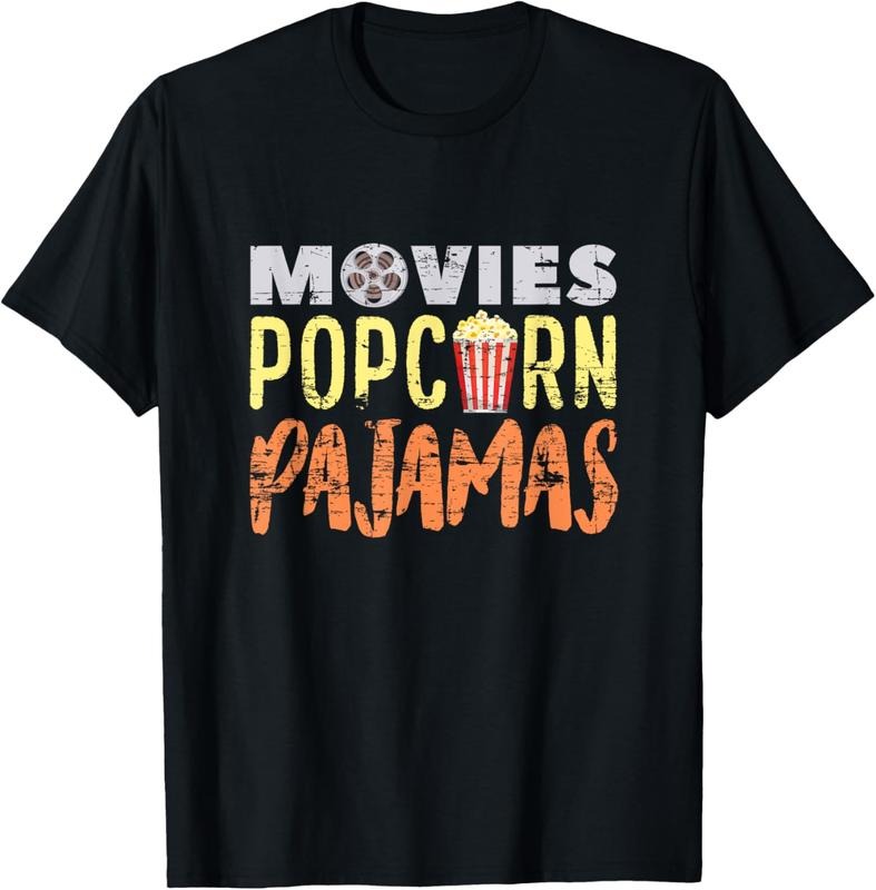 100% Cotton Funny Pajama Party Movies Night Gift Snack Popcorn T-Shirt Hoodie, Sweatshirt | HypeCrazeTee.com
