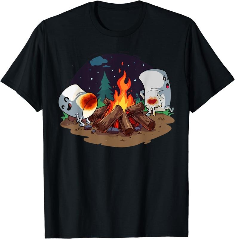 [100% Cotton]Funny Smores Marshmallow Campfire Roasting Bonfire Camping T-Shirt Hoodie, Sweatshirt | HypeCrazeTee.com