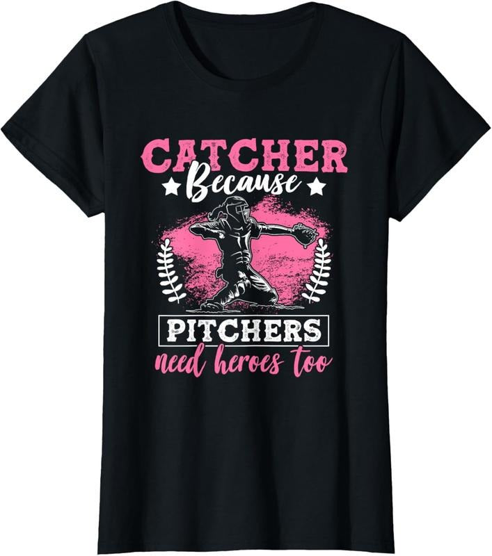 100% Cotton Funny Softball Lover Graphic Women Girls Softball Catcher T-Shirt Hoodie, Sweatshirt | HypeCrazeTee.com