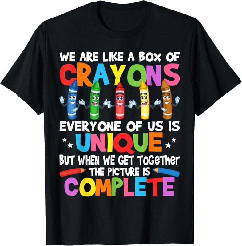 100% Cotton Funny Teacher We Are Like a Box of Crayons T-Shirt Hoodie, Sweatshirt | HypeCrazeTee.com