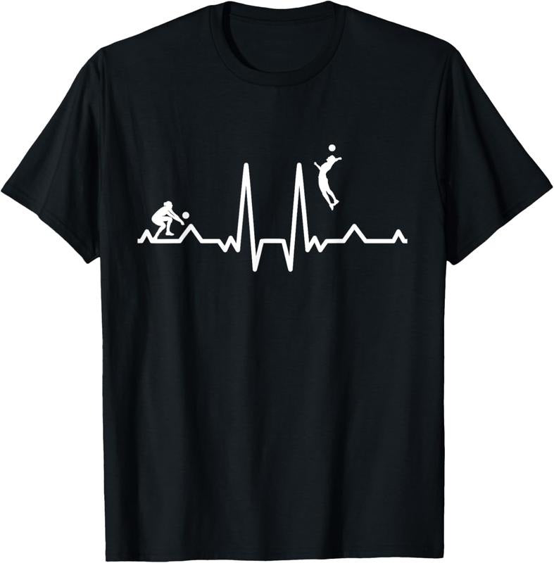 100% Cotton Funny Volleyball Heartbeat Volleyball T-Shirt Hoodie, Sweatshirt | HypeCrazeTee.com