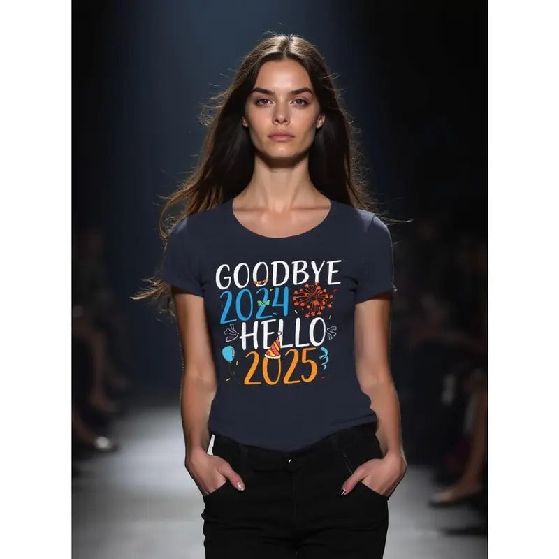 [100% Cotton]GOODBYE 2024 HELLO 2025,2025 New T-shirt Women Men Hoodie, Sweatshirt | HypeCrazeTee.com