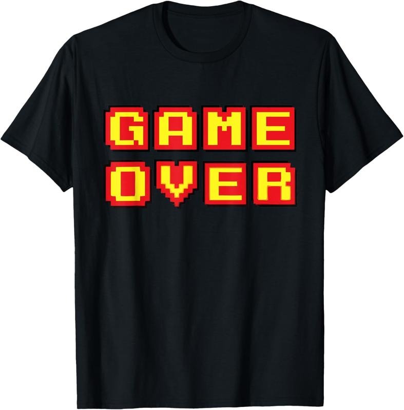 100% Cotton Game Over Vintage Retro Video Games Gaming gift arcade T-Shirt Hoodie, Sweatshirt | HypeCrazeTee.com