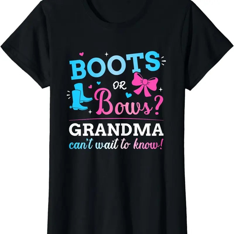 [100% Cotton]Gender Reveal Boots Bows Grandma Matching Baby Party T-Shirts, Hoodie, Sweatshirt