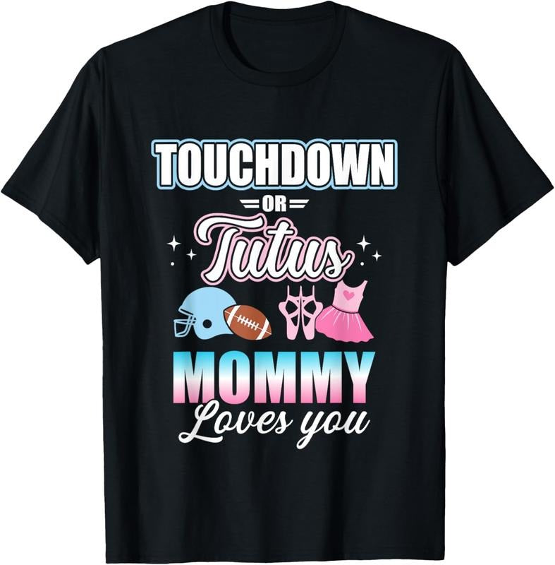 100% Cotton Gender reveal touchdowns or tutus mommy matching  party T-Shirt Hoodie, Sweatshirt | HypeCrazeTee.com