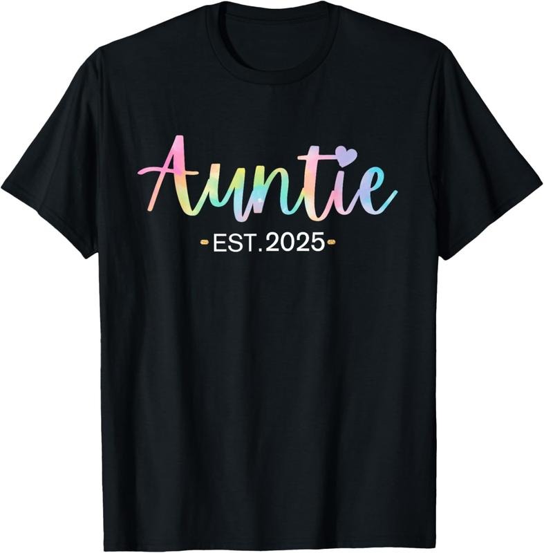 100% Cotton Gifts For New Auntie Est 2025 Tie Dye Promoted to Aunt 2025 T-Shirt Hoodie, Sweatshirt | HypeCrazeTee.com