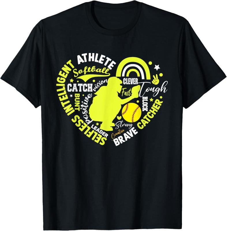 100% Cotton Girls Softball Catcher Great for Teens Heart Brave Catcher T-Shirt Hoodie, Sweatshirt | HypeCrazeTee.com