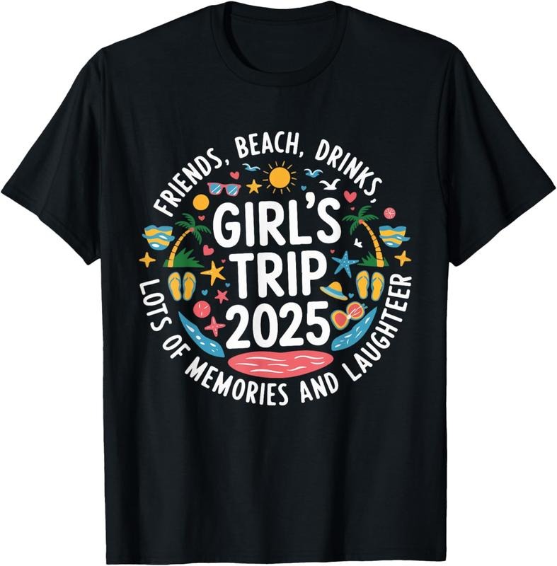 100% Cotton Girls Trip 2025 Friends Beach Drinks Lots Of Memories T-Shirt Hoodie, Sweatshirt | HypeCrazeTee.com