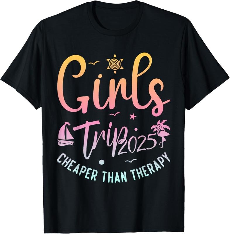 100% Cotton Girls Trip Cheaper Than a Therapy 2025 Girls Trip Matching T-Shirt Hoodie, Sweatshirt | HypeCrazeTee.com
