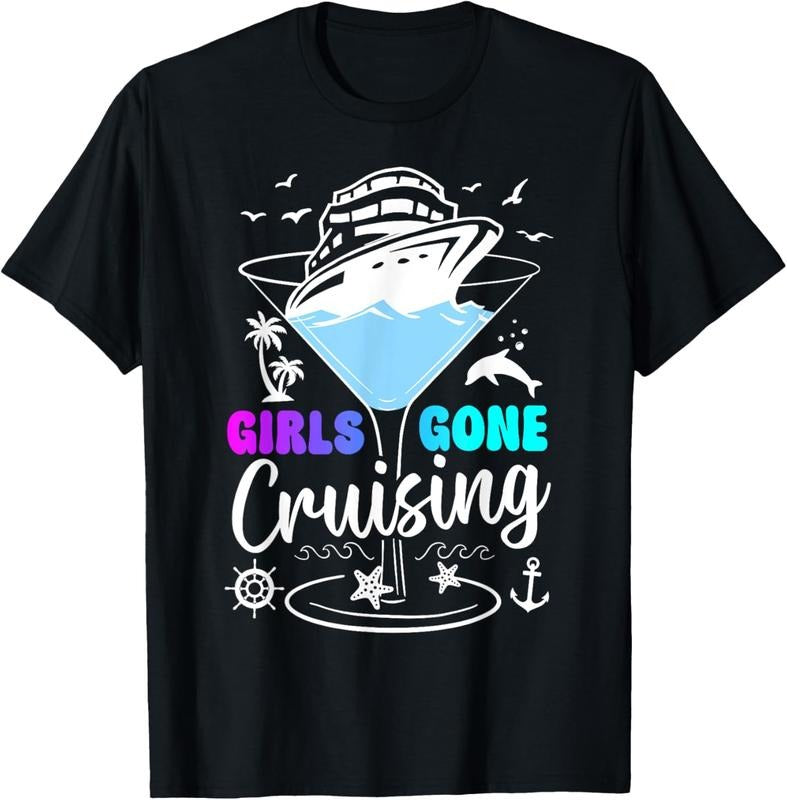 100% Cotton Girls Trip Cruise 2025, Girls Gone Cruising, Birthday Squad T-Shirt Hoodie, Sweatshirt | HypeCrazeTee.com