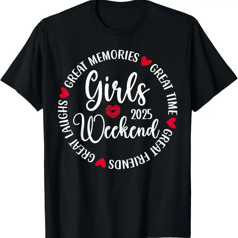 100% Cotton Girls Weekend 2025 Cute Girls Trip 2025 Vacation Matching T-Shirt Hoodie, Sweatshirt | HypeCrazeTee.com
