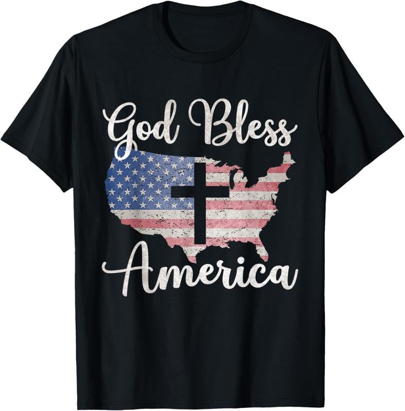 100% Cotton God Bless America 4th Of July Christians Cross God Bless America T-Shirt Hoodie, Sweatshirt | HypeCrazeTee.com