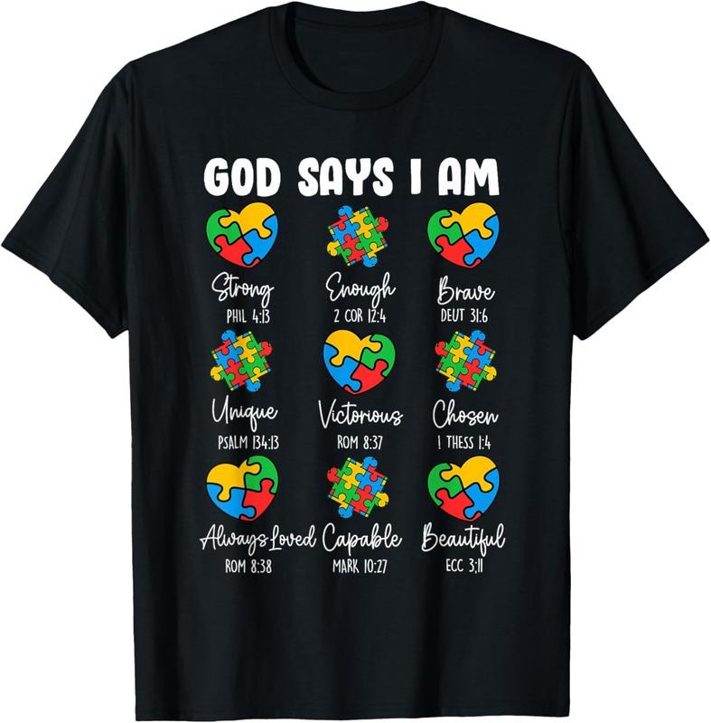 100% Cotton God Says I Am - Autism Awareness Christian Bible Verse T-Shirt Hoodie, Sweatshirt | HypeCrazeTee.com