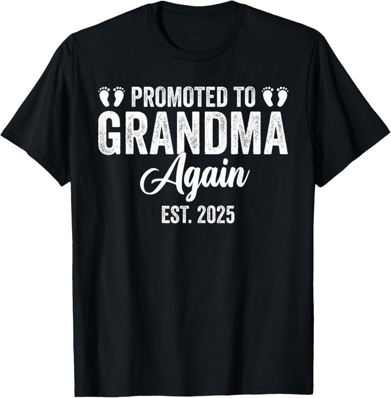 100% Cotton Grandma  Announcement,Promoted To Grandma Again Est 2025 T-Shirt Hoodie, Sweatshirt | HypeCrazeTee.com
